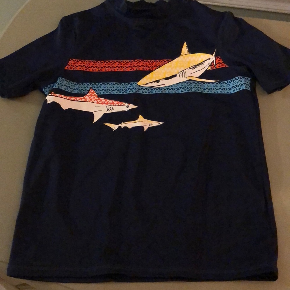 Lands’ End navy blue boys rash guard size L. NWOT